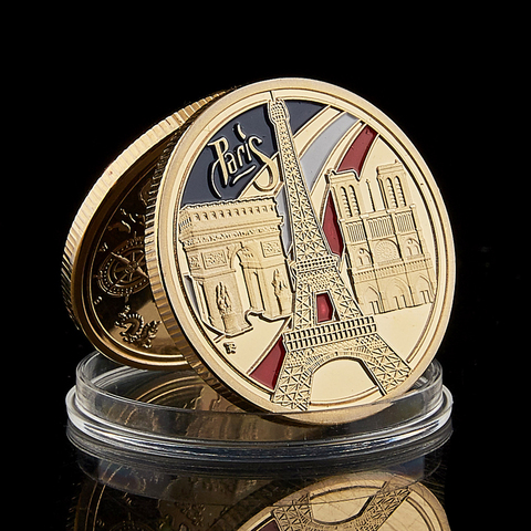¡1889! Torre del símbolo de Francia, París, arco triumpal, 100 ° aniversario de la Revolución Francesa, monedas chapadas en oro coleccionables ► Foto 1/6