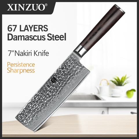 XINZUO-cuchillo de cocina de acero japonés Damasco, utensilio de cocina de 6,8 pulgadas, VG10, nuevo, Chef chino, mango de madera Pakka ► Foto 1/6