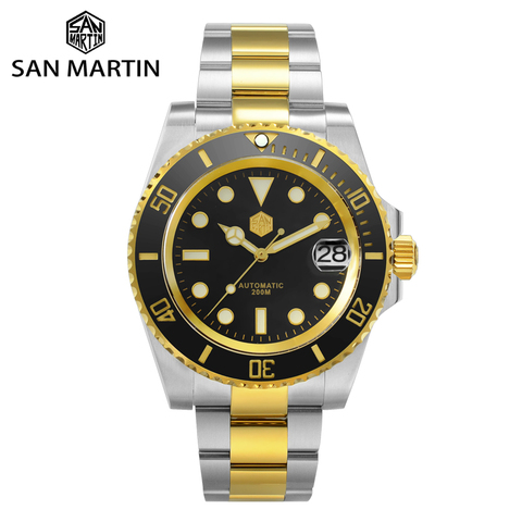 San Martin Diver Sea-Dweller cristal de zafiro de lujo 120 clics bisel de cerámica hombres automático mecánico reloj 20Bar fecha luminosa ► Foto 1/6