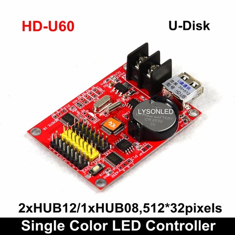HD2016 HD-U60 P10 de un solo color y color Dual pantalla led controlador de led signos con usb U-disco comunicación ► Foto 1/6