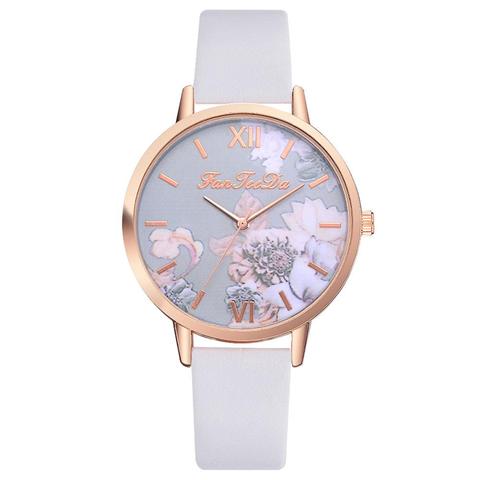 Relojes de Cuero de cuarzo con diseño de esfera para mujer, pulsera femenina de lujo con diseño de flor Rosa Retro, a la moda, informal, 2022 ► Foto 1/6