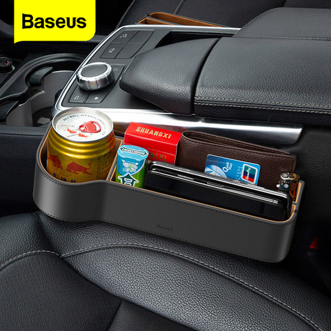 Baseus organizador de espacio para asiento de coche caja de almacenamiento de relleno de hendidura de asiento de coche de cuero para taza de tarjeta accesorios de coche Organizador de bolsillo ► Foto 1/6