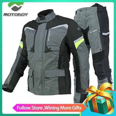 Motoboy-chaqueta y pantalón para motociclista, poliéster 600D Oxford, 3 capas, impermeable, cálido, 4 estaciones, protectores CE, novedad ► Foto 1/3