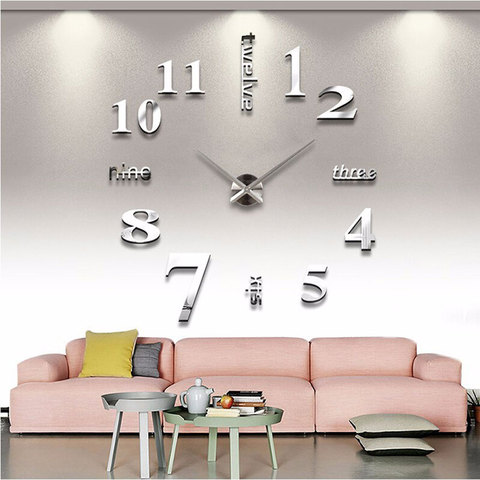 Reloj de pared grande 3D, diseño moderno, silencioso, espejo acrílico Digital grande, autoadhesivo, pegatina de reloj de pared para decoración de sala de estar ► Foto 1/6
