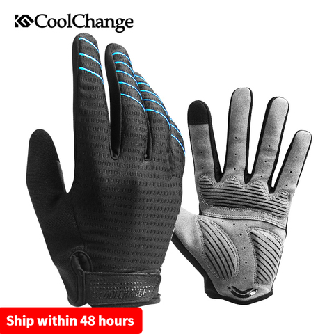 CoolChange-guantes de ciclismo para hombre y mujer, resistentes al viento, de dedo completo, para montar en bicicleta de montaña, pantalla táctil, para invierno y otoño ► Foto 1/6