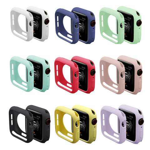 Funda para carcasa de reloj Apple, 44mm, 40mm, accesorios de 42mm y 38mm, Protector de pantalla de parachoques de silicona, serie Applewatch 6 5 4 3 SE ► Foto 1/6