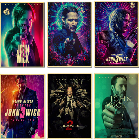 Póster de John Wick, cartel de película, pintura decorativa, papel kraft, cartel de papel kraft, pegatina de pared ► Foto 1/6