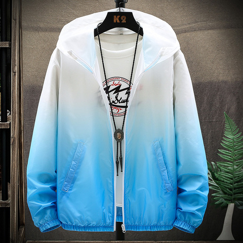Chaqueta ultrafina para hombre, prendas de vestir exteriores a prueba de sol, transpirable, color degradado, con capucha, protección UV, rompevientos, de verano, 2022 ► Foto 1/6