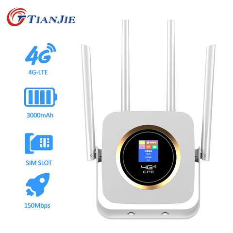 TIANJIE-enrutador wifi CPE904 4G, punto de acceso, módem 4G LTE, batería de 3000mah, wifi de bolsillo, enrutador con tarjeta sim 4g, Tarjeta sim ► Foto 1/1