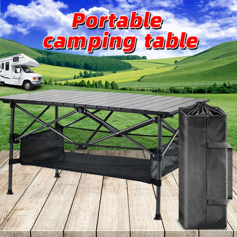 Mesa plegable para acampar al aire libre, mesa de cocina portátil para acampar, mesa de viaje, mesa de campamento, mesa de comedor plegable ► Foto 1/6