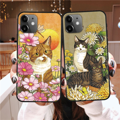 3D relieve lindo gato caso para iPhone 12 11 Pro Max casos cubierta del TPU para el iPhone 5 5S SE 2 2022 6 6S 7 7 Plus X XR XS Max Funda Coque ► Foto 1/6