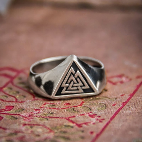 Valknut-anillo de acero inoxidable con símbolo de Vikingo, sortija de protección de runas nórdicas, joyería pagana ► Foto 1/3
