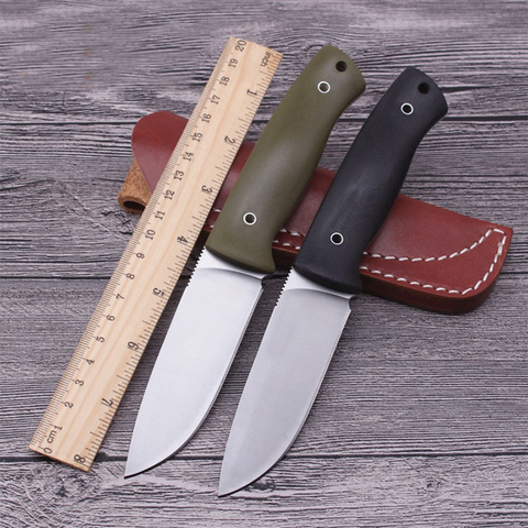 Sharp D2-cuchillos de supervivencia para caza táctica con cuchillo, mango G10 con fundas de cuero, herramienta de acampada al aire libre ► Foto 1/6