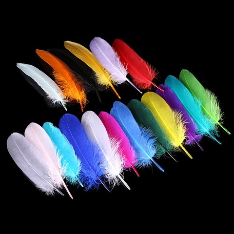 Lote de plumas de ganso de poste duro de 13-20cm plumas de oro para costura, joyería, manualidades, decoración de boda, 20-100 unidades ► Foto 1/6