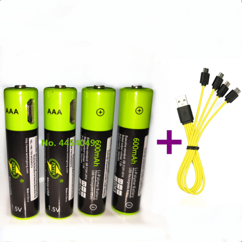 ZNTER, batería recargable AAA de 1,5 V, batería de polímero de litio recargable por USB de 600mAh + cable Micro USB de carga rápida ► Foto 1/6