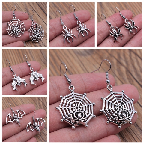 Araña pendientes de gota Vintage Color de plata antiguo bronce Color telaraña pendientes para las mujeres ► Foto 1/1