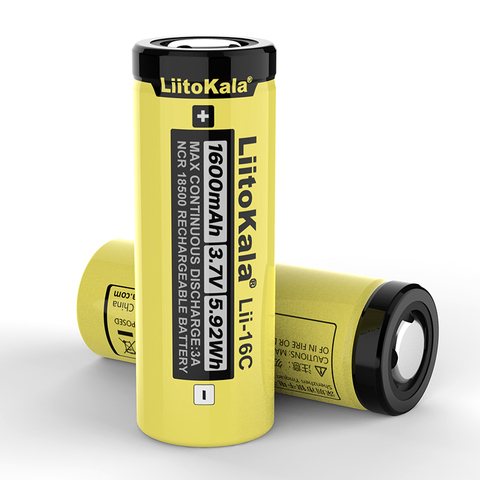 2022 LiitoKala Lii-16C 18500 de 1600mAh 3,7 V batería recargable Recarregavel batería de iones de litio para LED linterna ► Foto 1/4