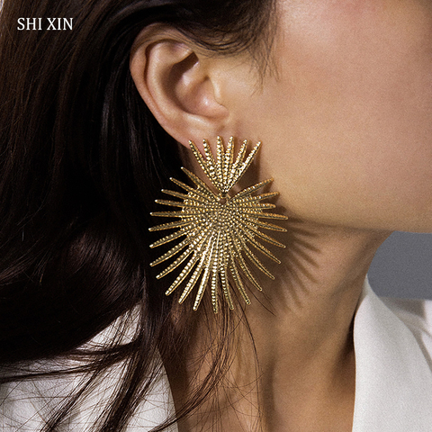 SHIXIN, pendientes grandes de exageración Punk para mujer, pendientes de diseño de corazón únicos Vintage, pendientes de gota 2022, regalo de moda ► Foto 1/6