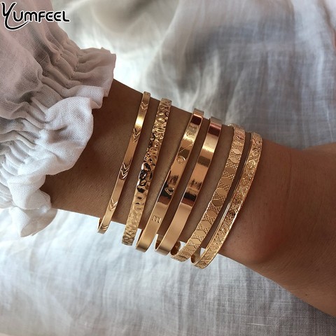 Yumfeel-pulsera ajustable de Metal para mujer, brazalete, brazalete, joyería, pulsera femenina ► Foto 1/6