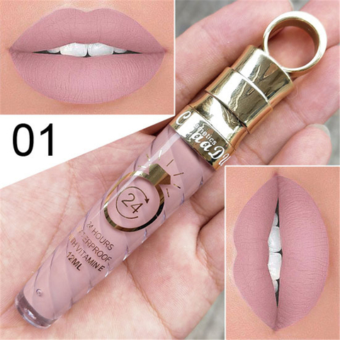 Nuevo! Maquillaje de labios líquido mate lápiz labial impermeable de larga duración Sexy pigmento Nude estilo brillante brillo de labios belleza rojo tinte de labios ► Foto 1/6