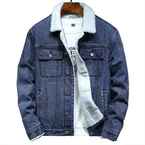 Chaqueta vaquera de marca para hombre, rompevientos cálidos, prendas de vestir, abrigo vaquero con múltiples bolsillos, ropa vaquera de talla grande M-4XL ► Foto 1/6