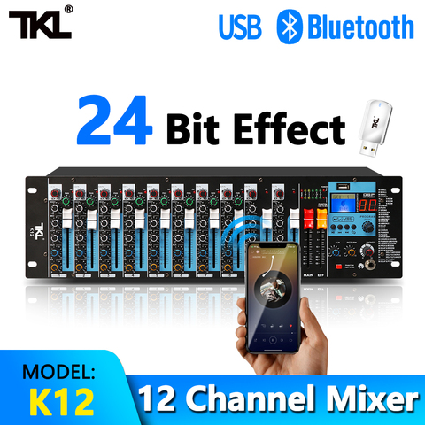 Mezclador de Audio profesional TKL, 12 canales, Bluetooth, micrófono de 48V, mezclador de sonido XLR, consola mezcladora de DJ, grabación USB ► Foto 1/6