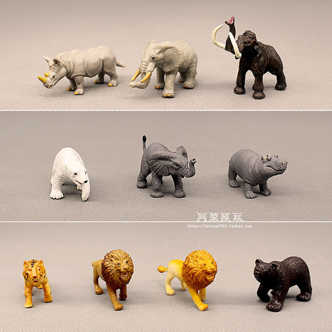 Figura de acción en miniatura de Animal salvaje, león africano, rinoceronte elefante, hipopótamo, oso negro, Tigre, adornos, Juguetes ► Foto 1/5