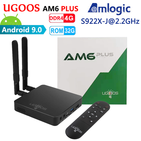 Ugoos-Decodificador de TV AM6 PLUS, reproductor multimedia, 4K, HD, con Amlogic S922X-J, de 2,2 GHz, 4GB, DDR4 de 32GB de ROM, Android 9,0, WiFi de 2,4G y 5 G, Bluetooth de 1000M ► Foto 1/6
