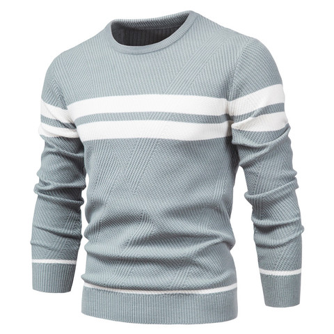 Jersey con cuello redondo para hombre, jersey de manga larga con cuello redondo, Jersey ajustado y cálido, ropa informal de moda para hombre ► Foto 1/6