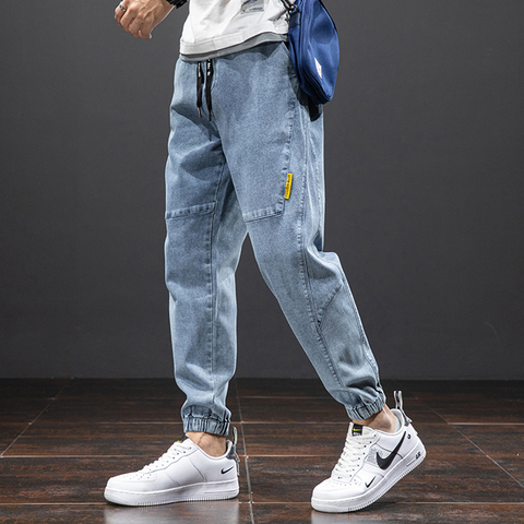 2022 nuevo de verano de algodón sólido holgado Casual hombres vaqueros Denim larga Streetwear Pantalones Harem Jeans pantalones de gran tamaño 6XL 7XL 8XL ► Foto 1/6