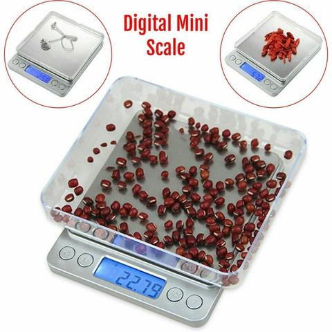 Balanza Digital para cocina, minibalanza de 500g x 0,01g con pantalla LCD, plataforma de acero inoxidable para cocinar, joyería para hornear ► Foto 1/6