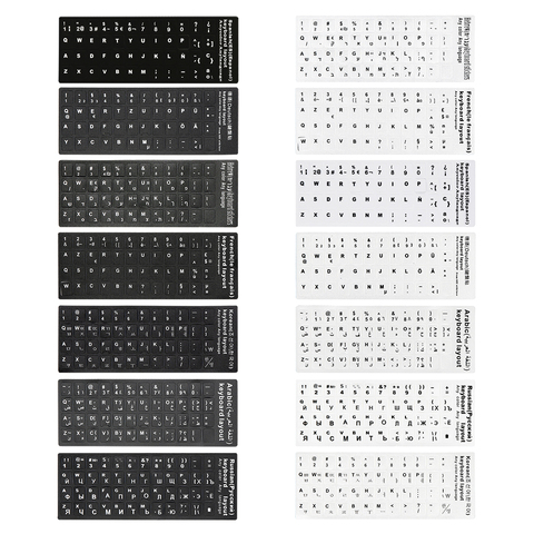 Pegatinas de teclado para ordenador portátil, diseño del alfabeto, ruso,  español, portugués, árabe, coreano, francés, hebreo, japonés, PC de  escritorio - AliExpress