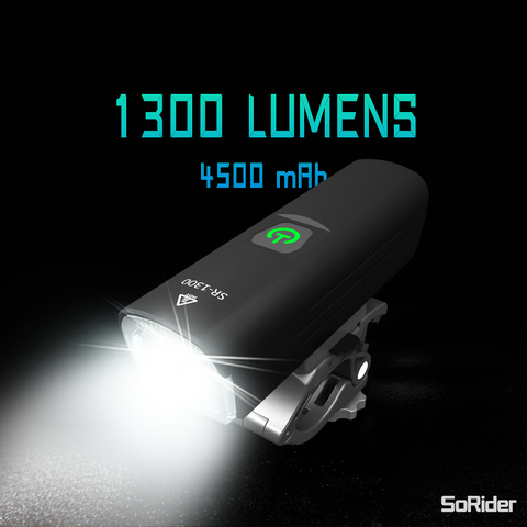 SoRider-luz frontal para bicicleta de montaña, 1300 lúmenes, alto brillo, multifunción, recargable vía USB, luces de seguridad en ciclismo ► Foto 1/6