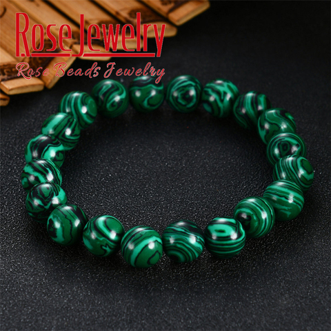 Pulseras de malaquita verde de alta calidad para hombre y mujer, pulsera de cristal, abalorios budistas, regalo de cumpleaños ► Foto 1/6