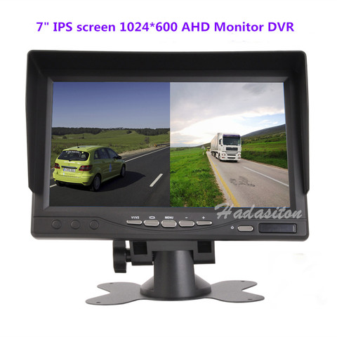 Monitor de conducción para coche, grabador DVR de seguridad con pantalla dividida de 7 pulgadas, IPS 2, 1024x600, AHD, nuevo ► Foto 1/6