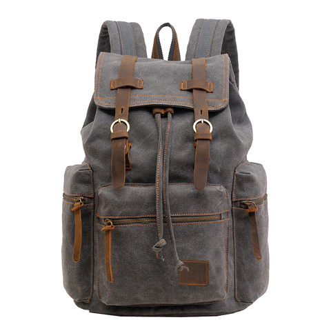 Mochilas para ordenador portátil de cuero Vintage mochilas escolares para hombres y mujeres bolsa de viaje para hombres mochila de lona grande bolsas de gran capacidad Berchirly ► Foto 1/6