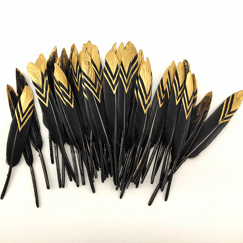 Plumas de pato negras de Oro Natural para manualidades, Plume pequeño para fiesta, decoración de boda, plumas DIY, fabricación de joyas, 10-15cm, 10/50 Uds. ► Foto 1/6