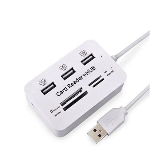 Hub USB 2,0 portátil todo en uno, 3 puertos con lector de tarjetas USB, Combo de 2,0 Mbps para MS/M2/SD/MMC/TF para PC y portátil, novedad ► Foto 1/6