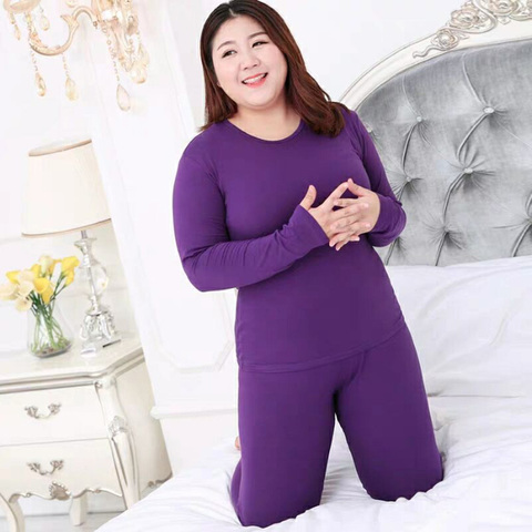 Ropa de invierno de manga larga de las mujeres de talla grande 3XL 4XL 5XL térmica larga Johns otoño largo Johns sólido cálido mujeres ropa interior térmica ► Foto 1/6