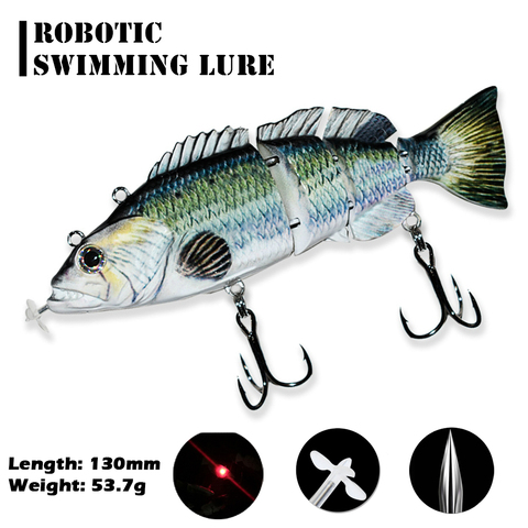 Señuelo de pesca robótico, anzuelos de natación eléctricos automáticos, cebo duro Wobblers, hélice de 4 segmentos alimentada Swimbait recargable por USB ► Foto 1/6