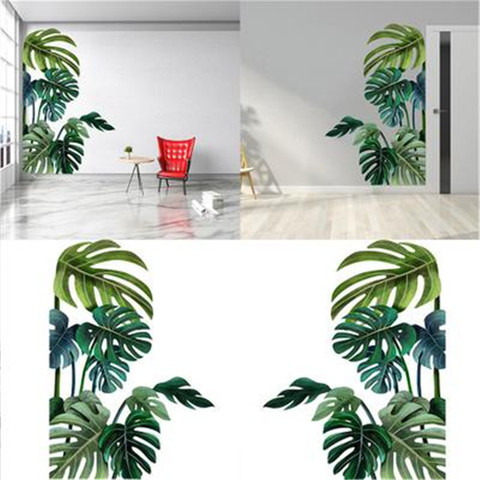 Pegatina De pared con hojas De plantas tropicales, decoración para el hogar, habitación De niños, selva nórdica, plantas verdes, ventana, Adhesivo De pared ► Foto 1/6