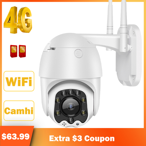 HISMAHO 3G tarjeta SIM 4G cámara IP HD 1080P Cámara WIFI cámara domo PTZ al aire libre de 2 vías de Audio seguridad CCTV P2P de la visión nocturna IR 30M ► Foto 1/6