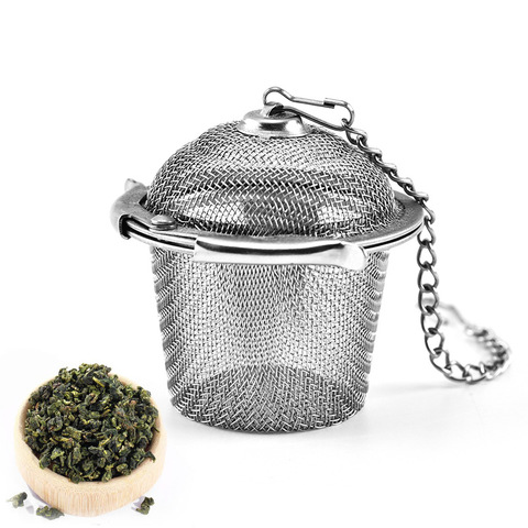 Escurridor de filtro de té, bola de acero inoxidable esencial, de malla infusora de té con gancho, accesorios de cocina para el hogar, hojas de té suelto, especias, 1 Uds. ► Foto 1/5