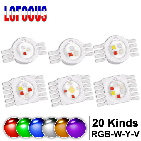 RGB RGBW RGBWW RGBWY RGBWYV LED COB Chip 3W 4W 5W 6W 8 W 9W 10W 12W 15W 18 W colorido para 3 6 9 12 15 18 W Luz de escenario cuentas ► Foto 1/6