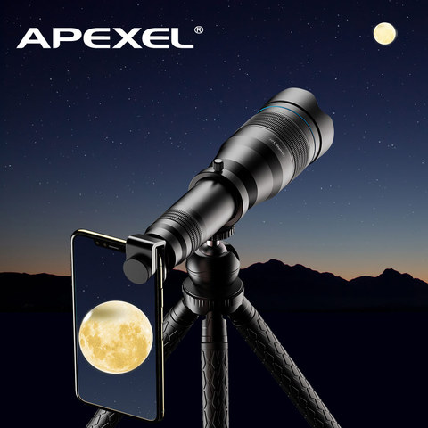 APEXEL 60X teléfono móvil Monocular telescopio lente astronómico zoom lente trípode extensible para iphone Samsung todos los Smartphones ► Foto 1/6