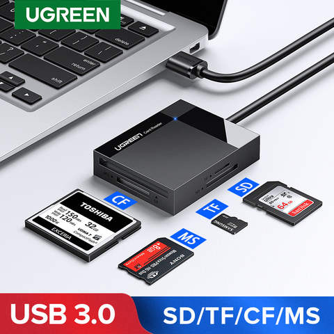 Ugreen-lector de tarjetas USB 3,0, adaptador de tarjetas SD, Micro SD, TF, CF, MS, Flash compacto, para ordenador portátil, lector de tarjetas 4 en 1 ► Foto 1/6