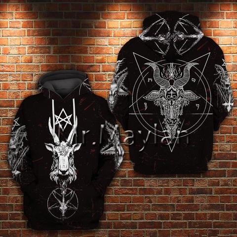 Sudadera con capucha de Sudaderas con capucha de impresión 3D para hombre, prenda deportiva masculina de estilo Hip Hop con estampado de pentagrama gótico Satan, jersey de chándal de marca de otoño y primavera, modelo T99 ► Foto 1/6