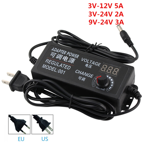 Fuente de alimentación ajustable de 3V, 5V, 9V, 12 V y 24V con pantalla de visualización, fuente de alimentación Universal de 5 12 V y DC-DC de 220V a 12 V y 24V y 5V Smps ► Foto 1/6