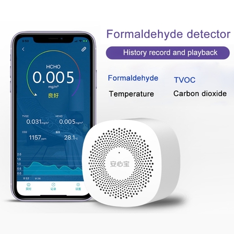 Probador de calidad del aire para teléfono, control de formaldehído, TVOC, dióxido de carbono, CO2, Monitor de temperatura, Detector de alta sensibilidad ► Foto 1/6