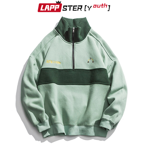 LAPPSTER-sudaderas con capucha de cuello alto para hombres jóvenes 2022, sudaderas Bock de Color para hombres, sudaderas de estilo coreano para hombres, sudaderas holgadas de Hip Hop ► Foto 1/6